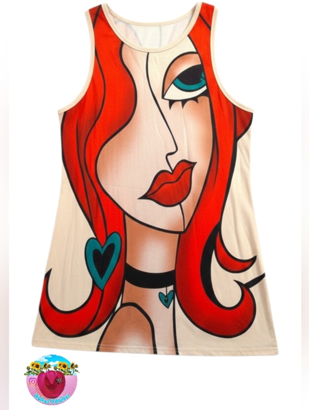 Graphic Pop Art Tank Tunic Mini Dress- Size Large- Like New - Picture 8 of 9